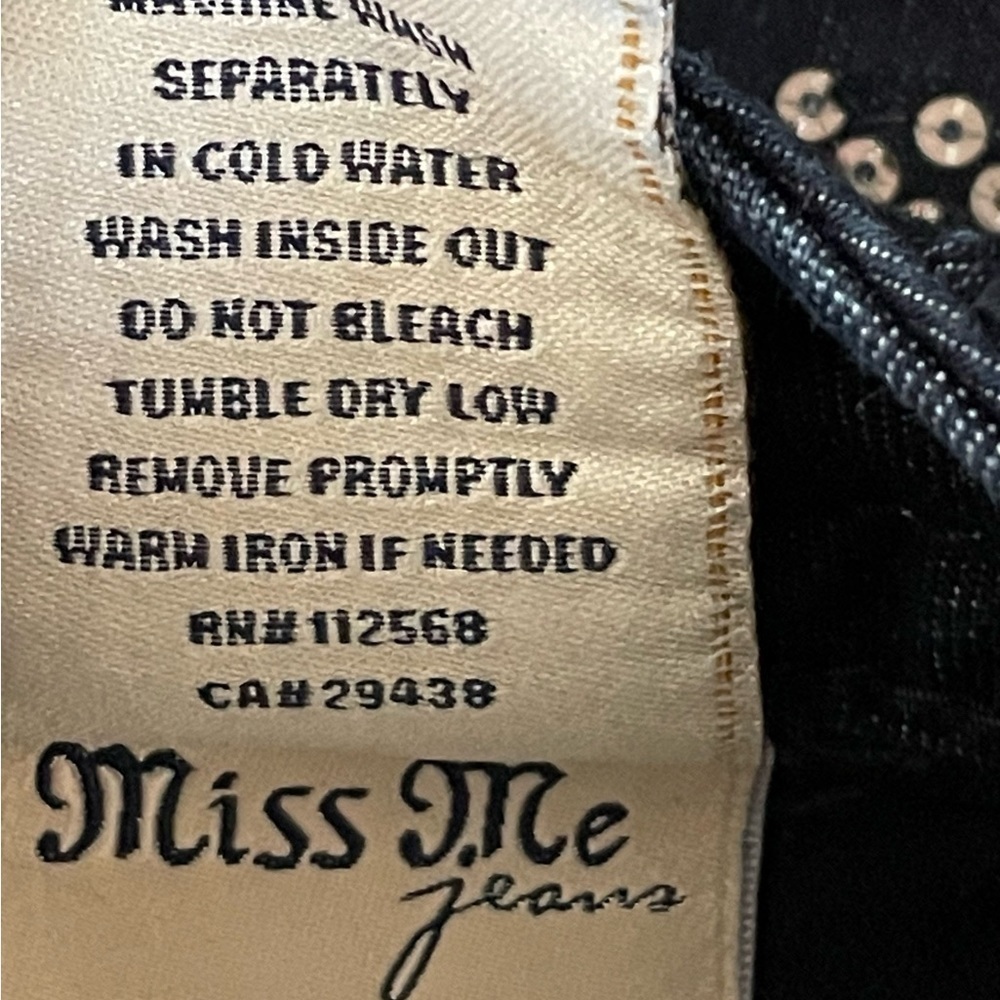 Miss Me Dark Wash Low Rise Sequin Super Skinny Jeans Size 29 - Picture 6 of 9